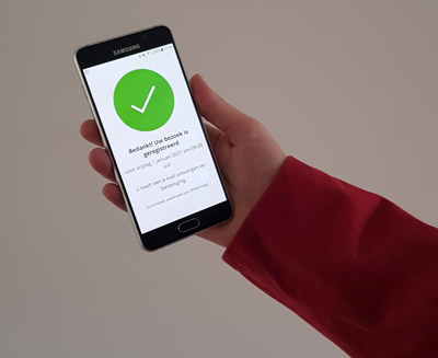 Voorbeeld van de corona winkelen op afspraak app
